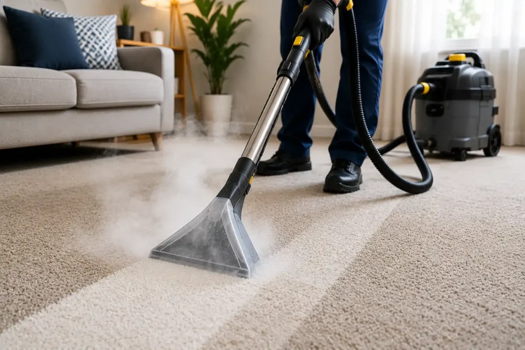 Professional carpet cleaning in a modern West London living room