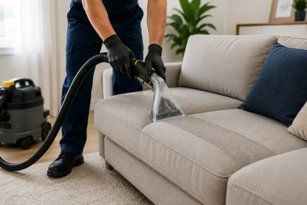 Upholstery cleaning in a modern West London living room