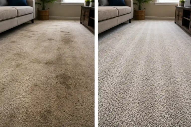 Before and after carpet cleaning results in West London