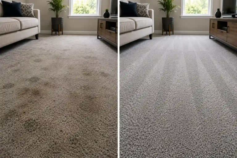 Before and after deep carpet cleaning in West London