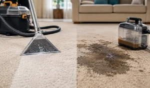 Overwet carpet with dirt returning to the surface after DIY cleaning